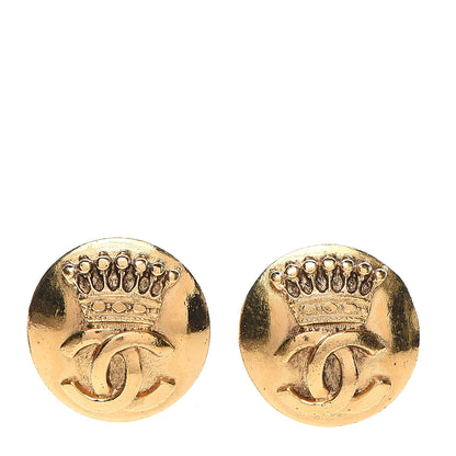 Chanel CC Crown Clip On Earrings Gold 1 of 4