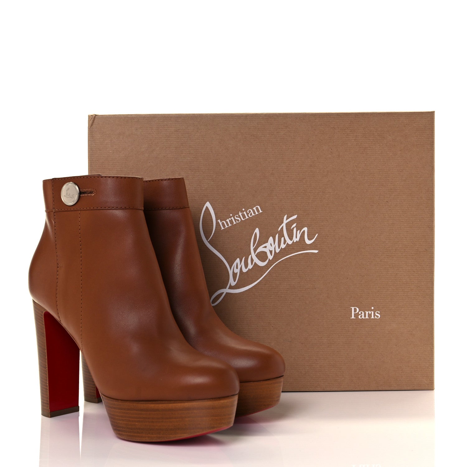 Christian Louboutin Calfskin Janis Alta 120 Booties 40.5 Cuoio 21 of 21