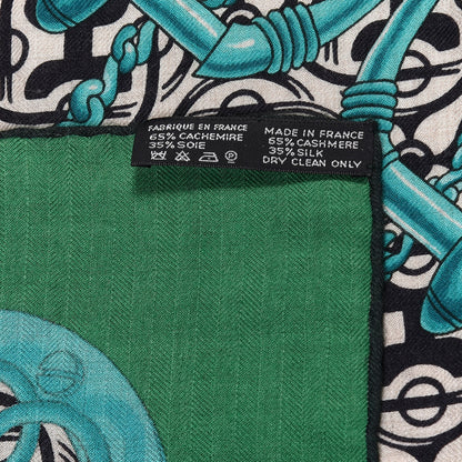 Hermes Cashmere Silk Mors Et Gourmettes Remix Shawl 140 5 of 8
