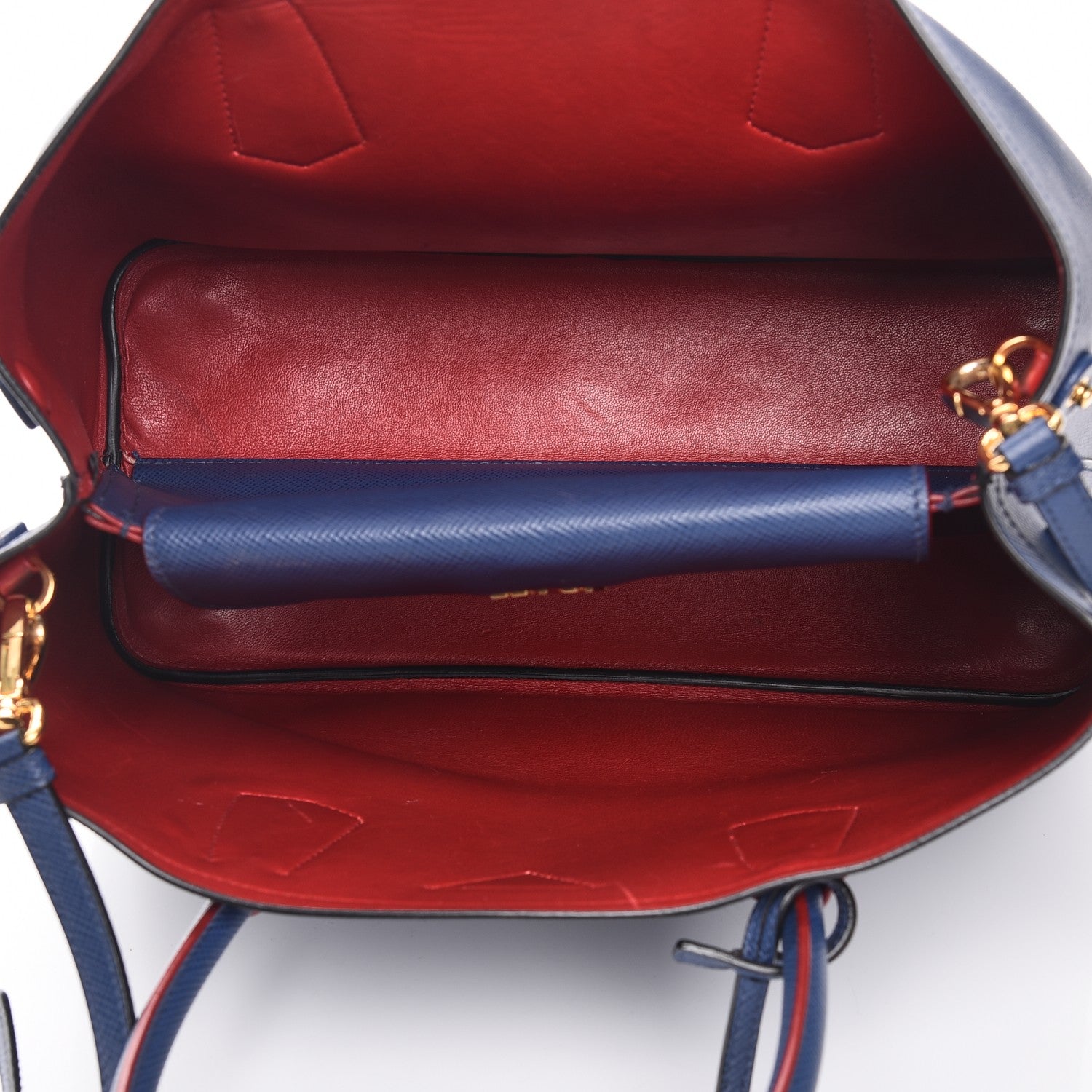 Prada Saffiano Cuir Medium Double Bag Bleuette 6 of 9