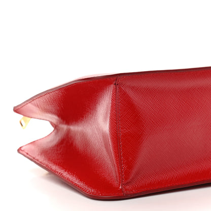 Prada Saffiano Vernice Mini Double Zip Tote Rosso 9 of 12
