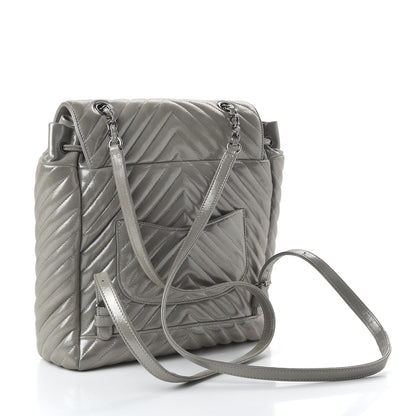 Chanel Metallic Iridescent Calfskin Chevron Quilted Small Urban Spirit Backpack Silver 2 of 9