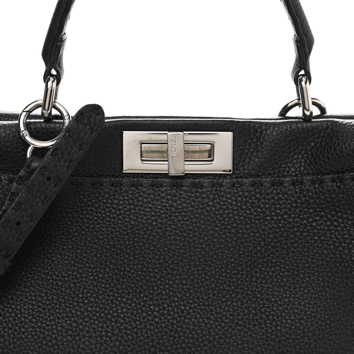 Cuoio Romano Selleria Bi-Color Medium Peekaboo Iconic Satchel Black Mou