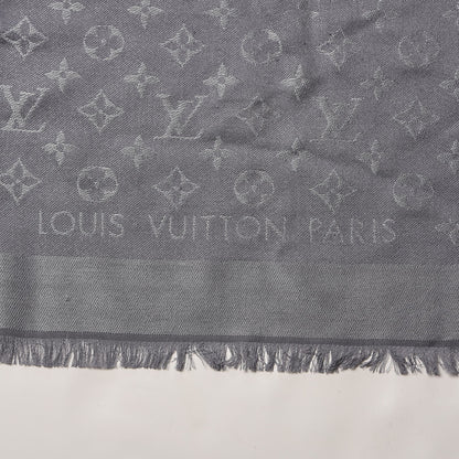Louis Vuitton Silk Lurex Wool Monogram Shine Shawl Charcoal Grey 3 of 4