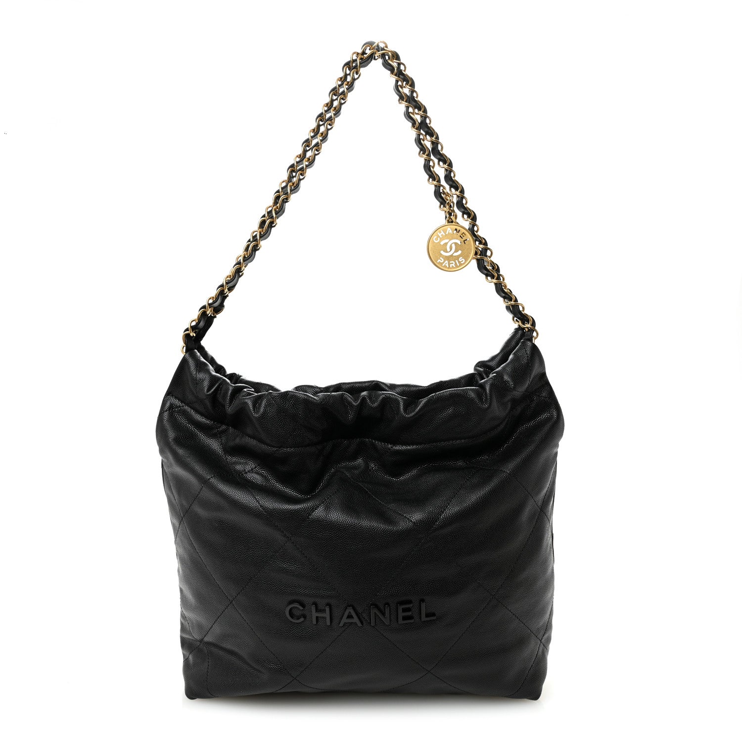 Chanel Shiny Caviar Quilted Monochrome Small Chanel 22  Black 1 of 10