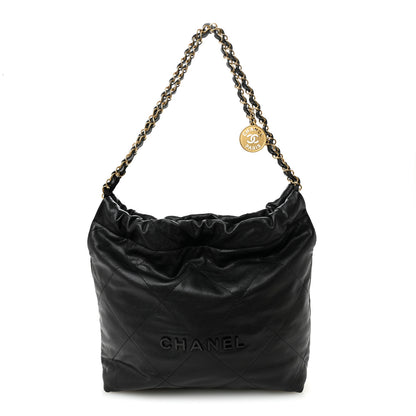 Chanel Shiny Caviar Quilted Monochrome Small Chanel 22  Black 1 of 10