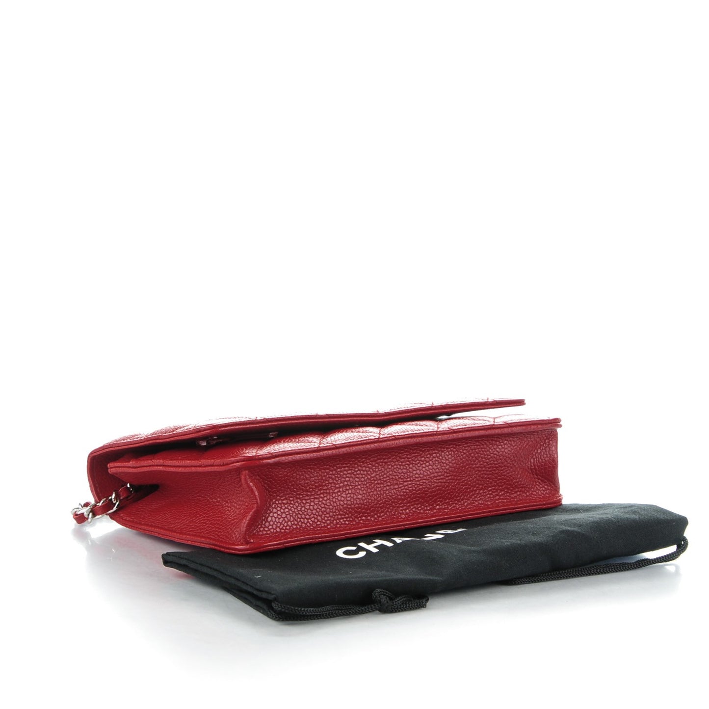 Caviar Quilted Wallet On Chain WOC Dark Red