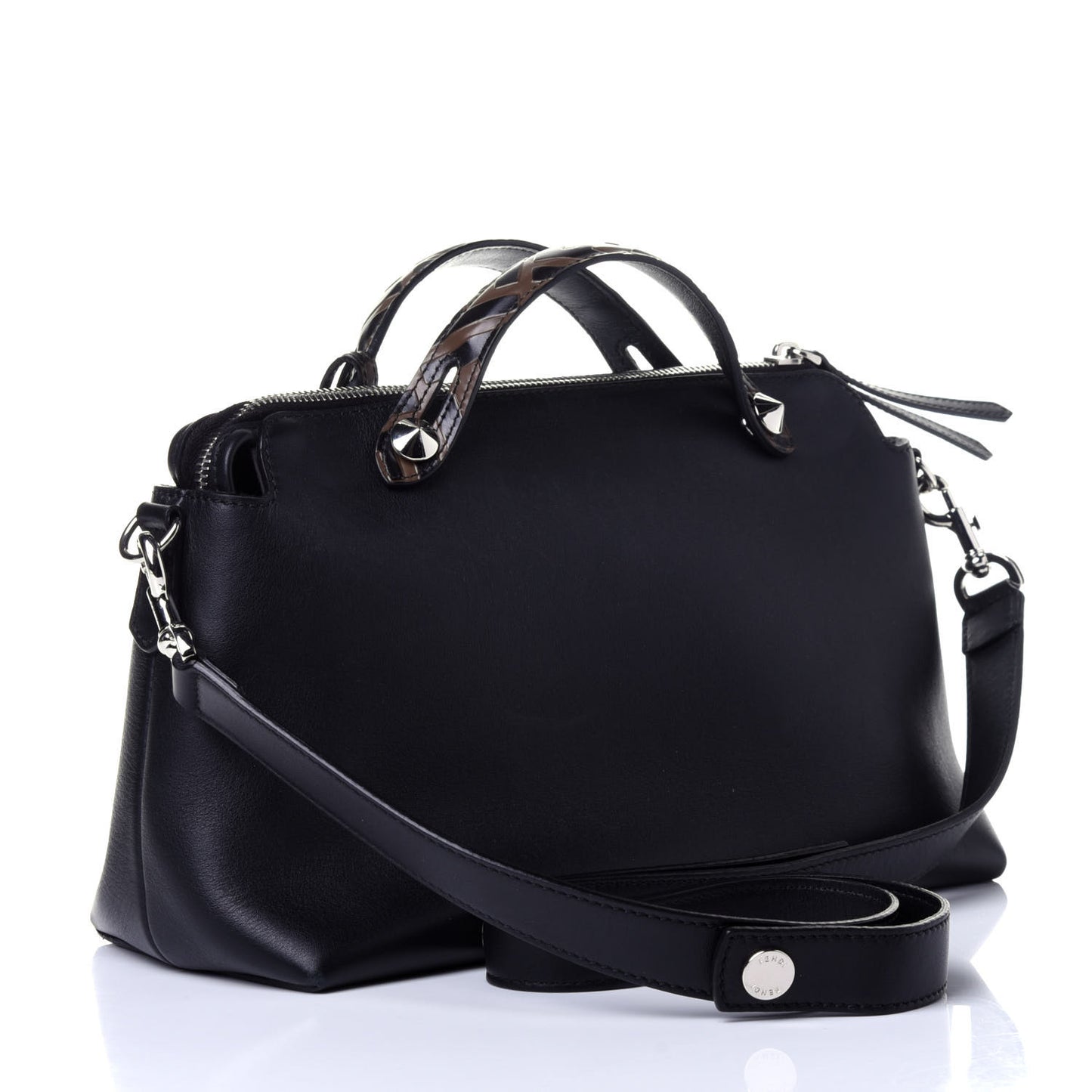 Vitello Dolce Bi-Color FF 1974 Embossed Medium By The Way Boston Bag Black Maya
