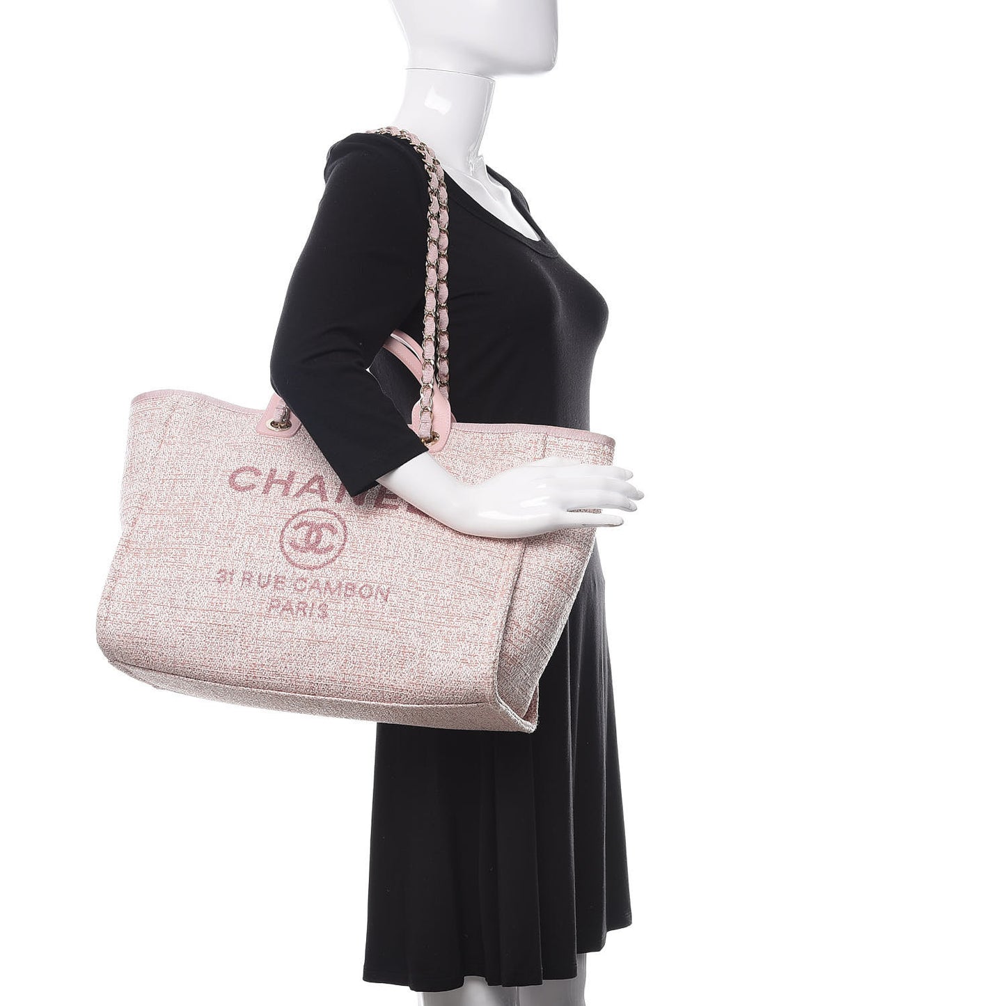 Straw Lurex Large Deauville Tote Pink