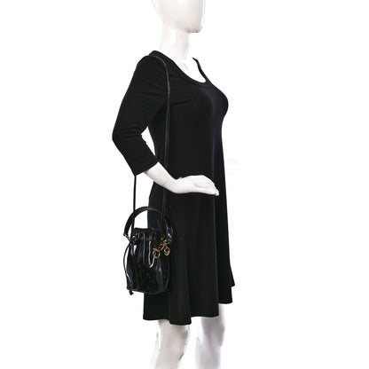 Fendi Vitello Vernice Mou F is Fendi Karligraphy Embossed Mini Mon Tresor Bucket Bag Black 2 of 9
