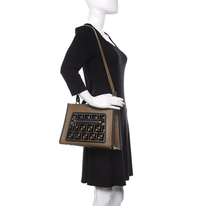 Fendi Vitello Century Velvet F is Fendi FF Embroidered Small Runaway Satchel Maya Black 2 of 10
