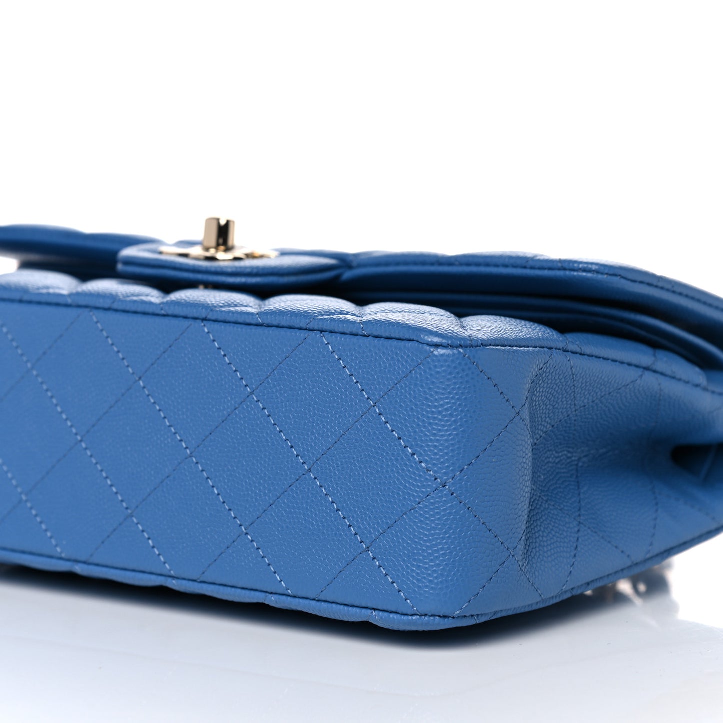 Caviar Quilted Small Double Flap Blue
