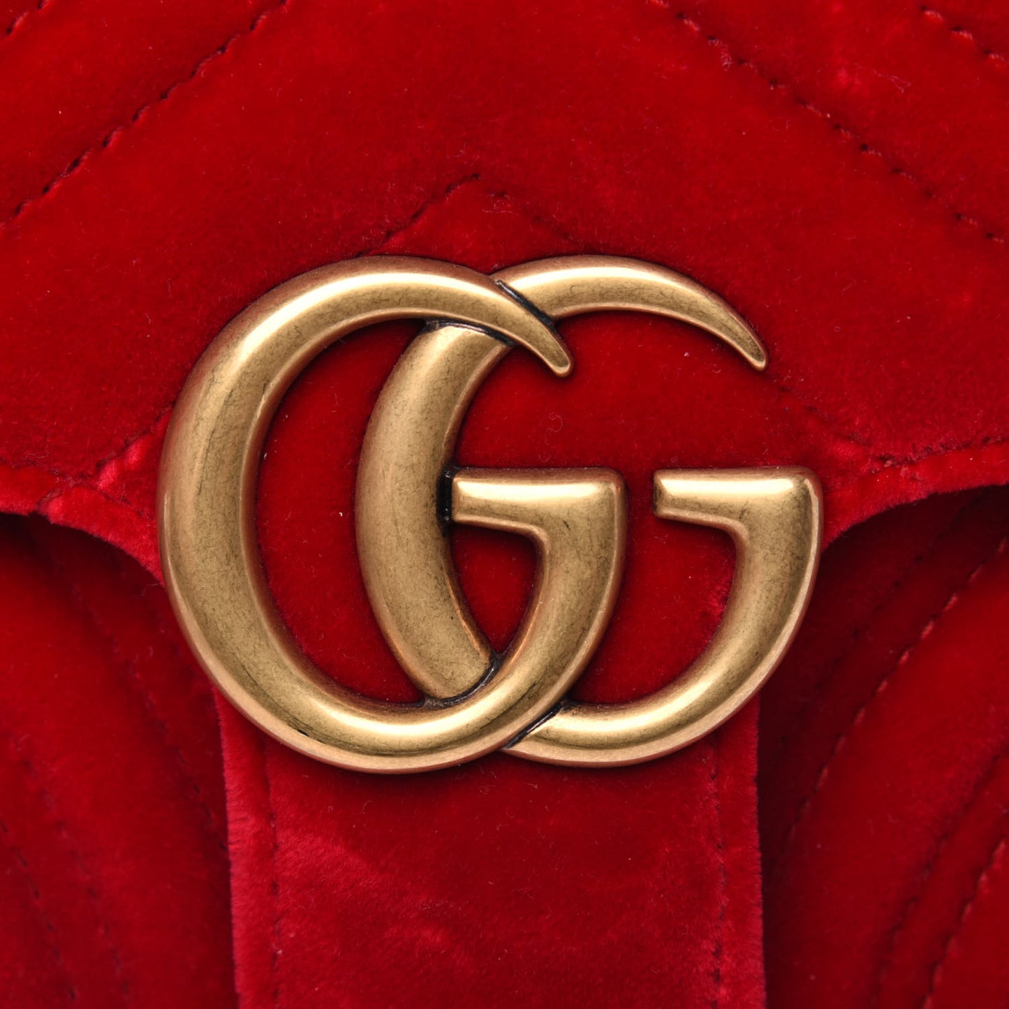 Velvet Matelasse Mini GG Marmont Shoulder Bag Hibiscus Red