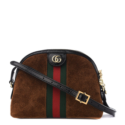 Gucci Suede Patent Web Small Ophidia Dome Shoulder Bag Nocciola Black 1 of 8