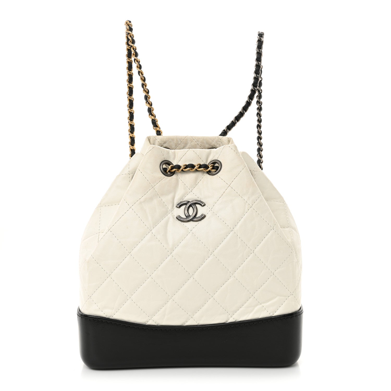 Chanel Aged Calfskin Quilted Small Gabrielle Backpack Black White 1 of 12