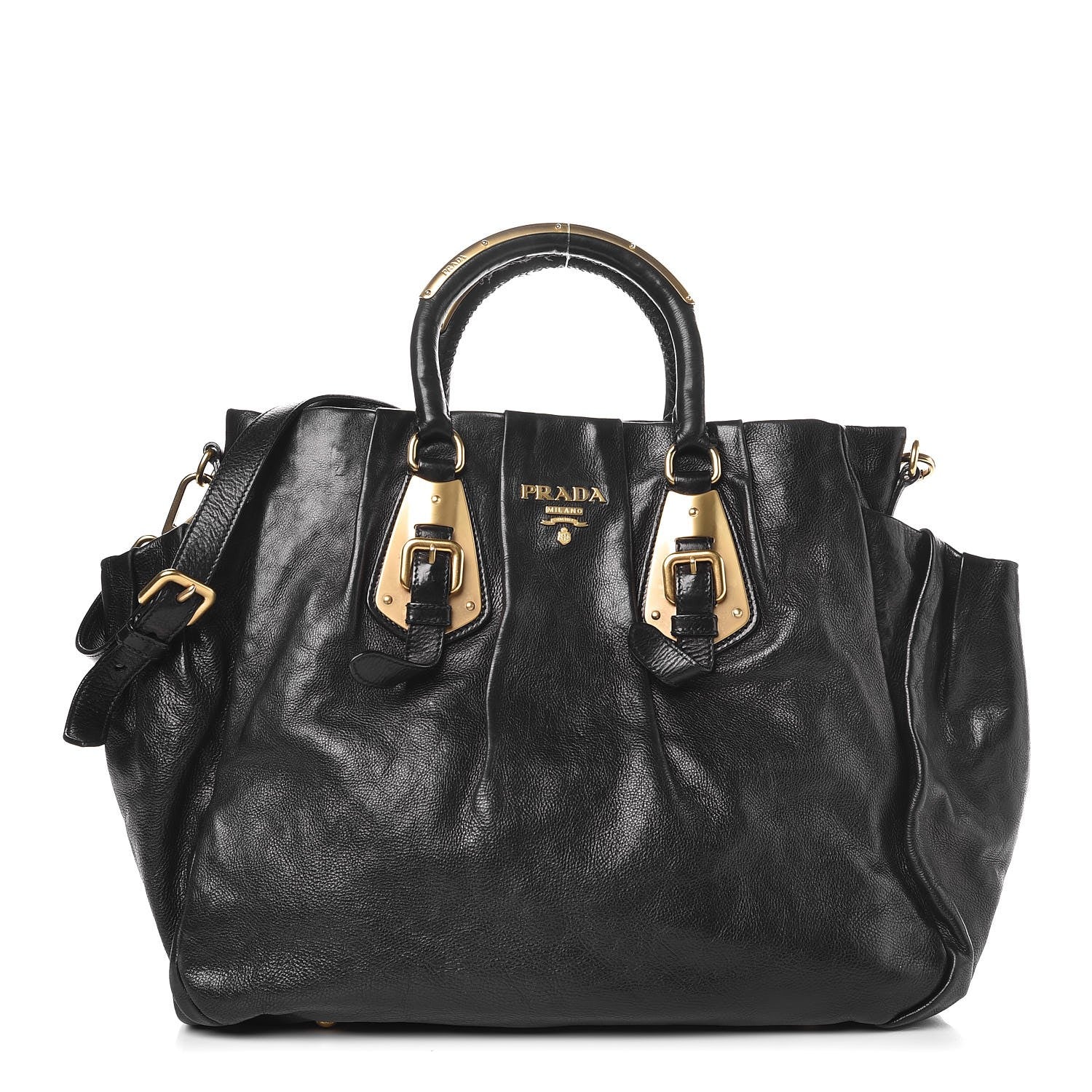 Prada Glace Calfskin Shoulder Bag Black 1 of 9