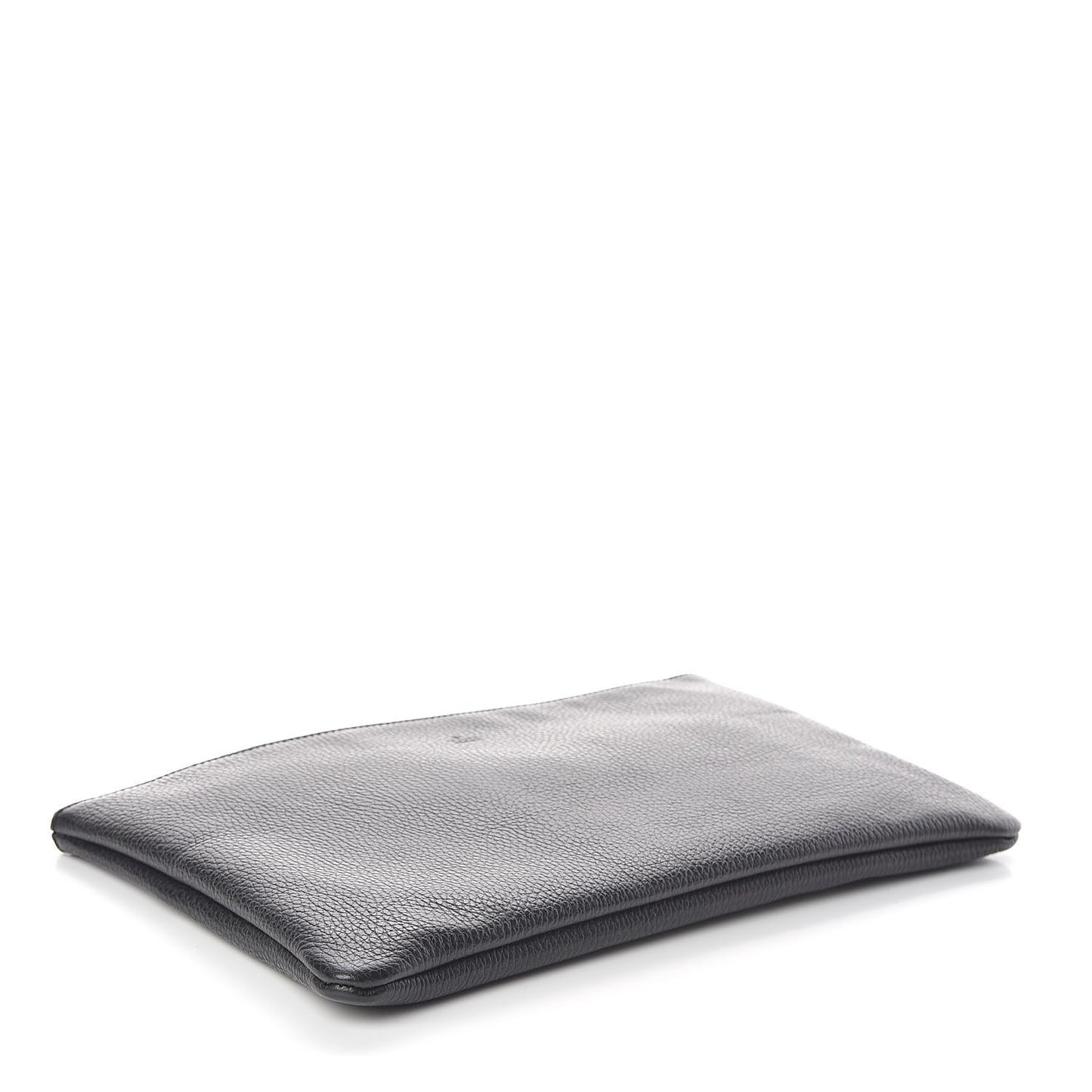 Pebbled Calfskin Large Bamboo Clutch Black