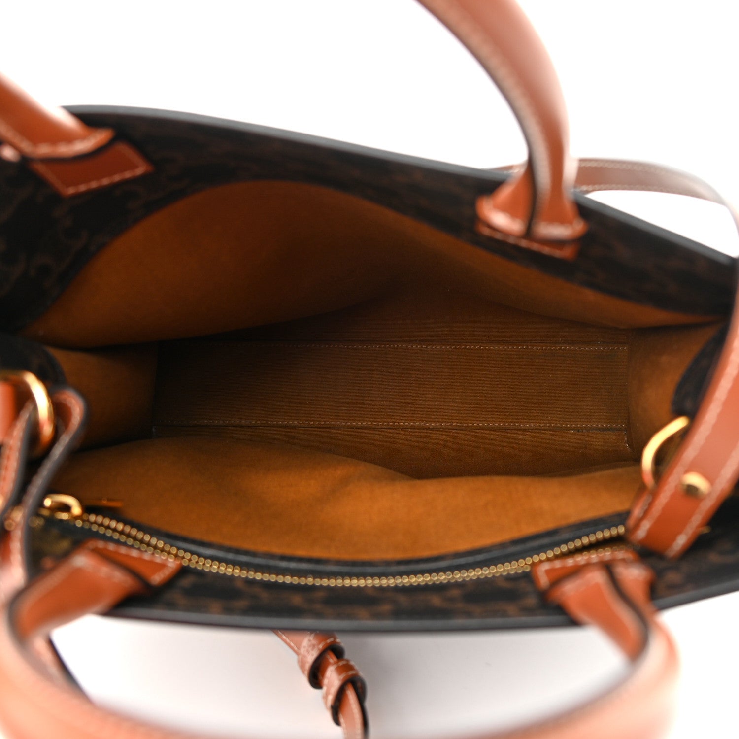 Celine Triomphe Canvas Calfskin Small Vertical Cabas Tan 5 of 16
