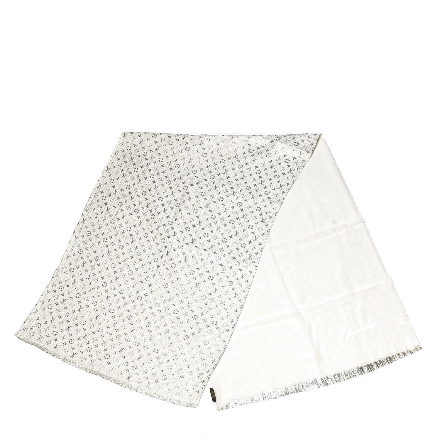 Louis Vuitton Silk Monogram So Glitter Stole White 2 of 4