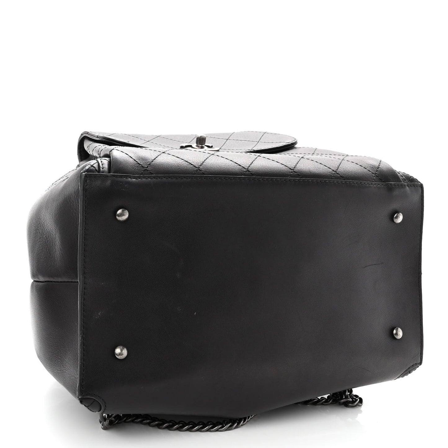 Calfskin Stitched Large Urban Luxury Drawstring Backpack Black
