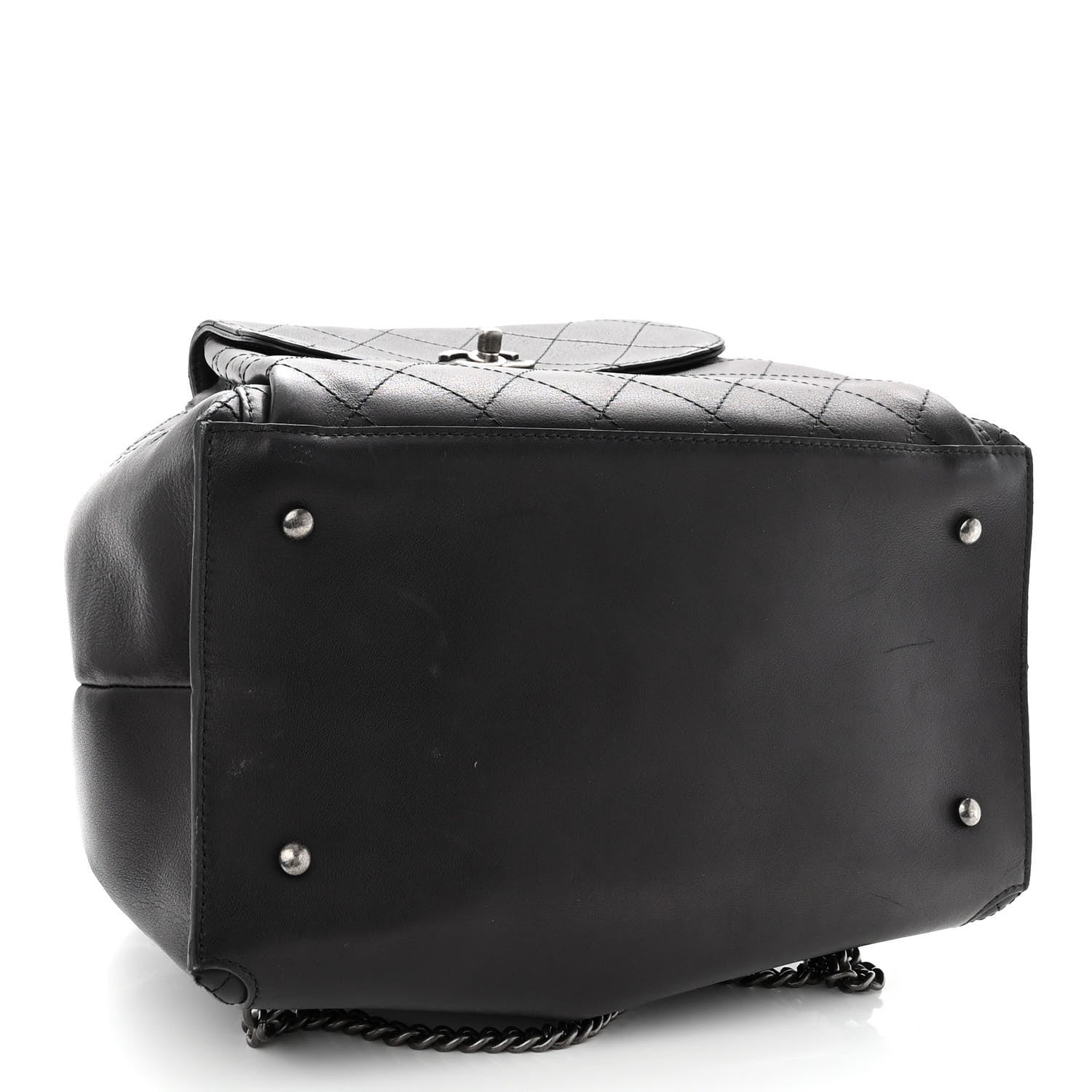 Chanel Calfskin Stitched Large Urban Luxury Drawstring Backpack Black 4 of 9