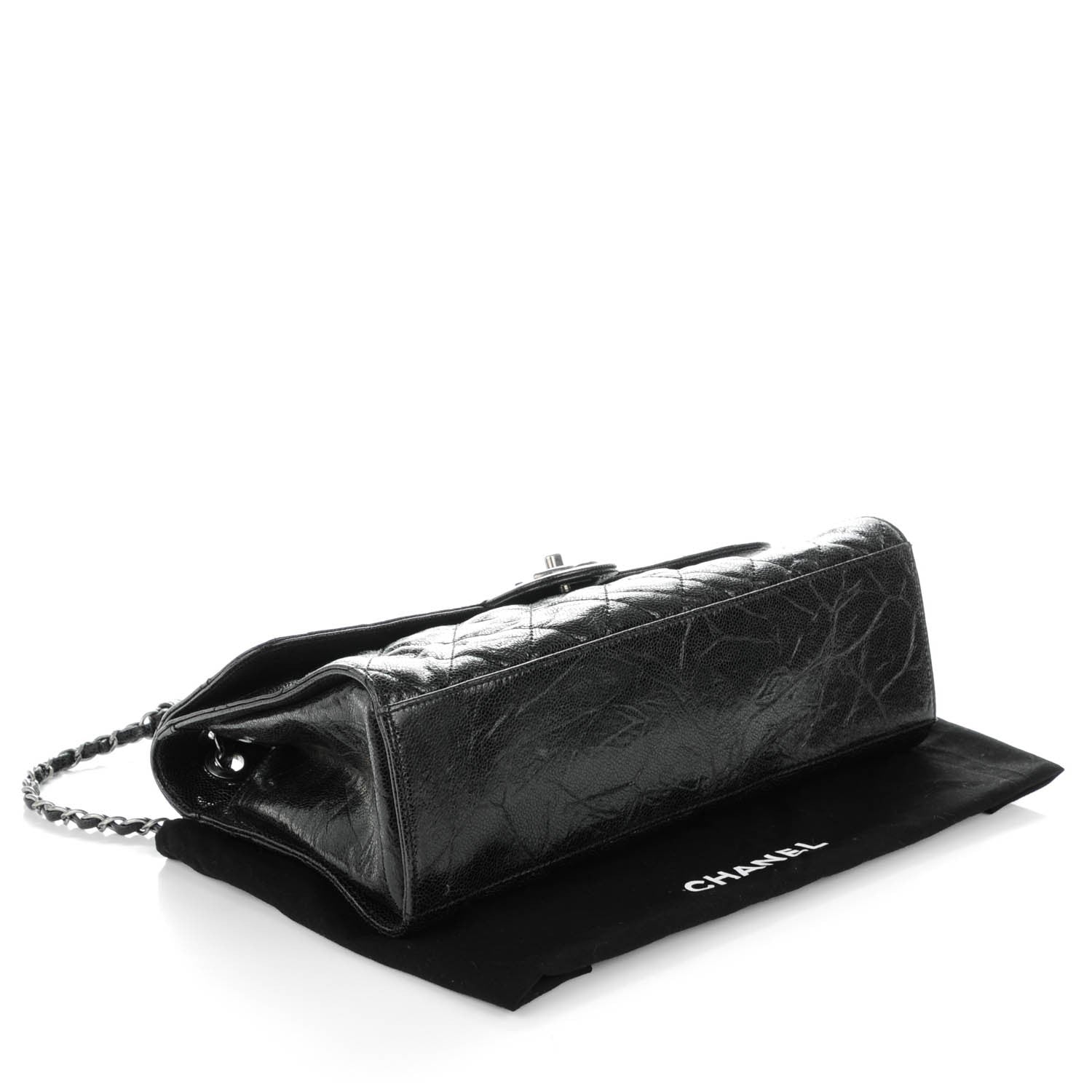 Chanel Crumpled Grained Calfskin Jumbo CC Crave Flap Black 4 of 8