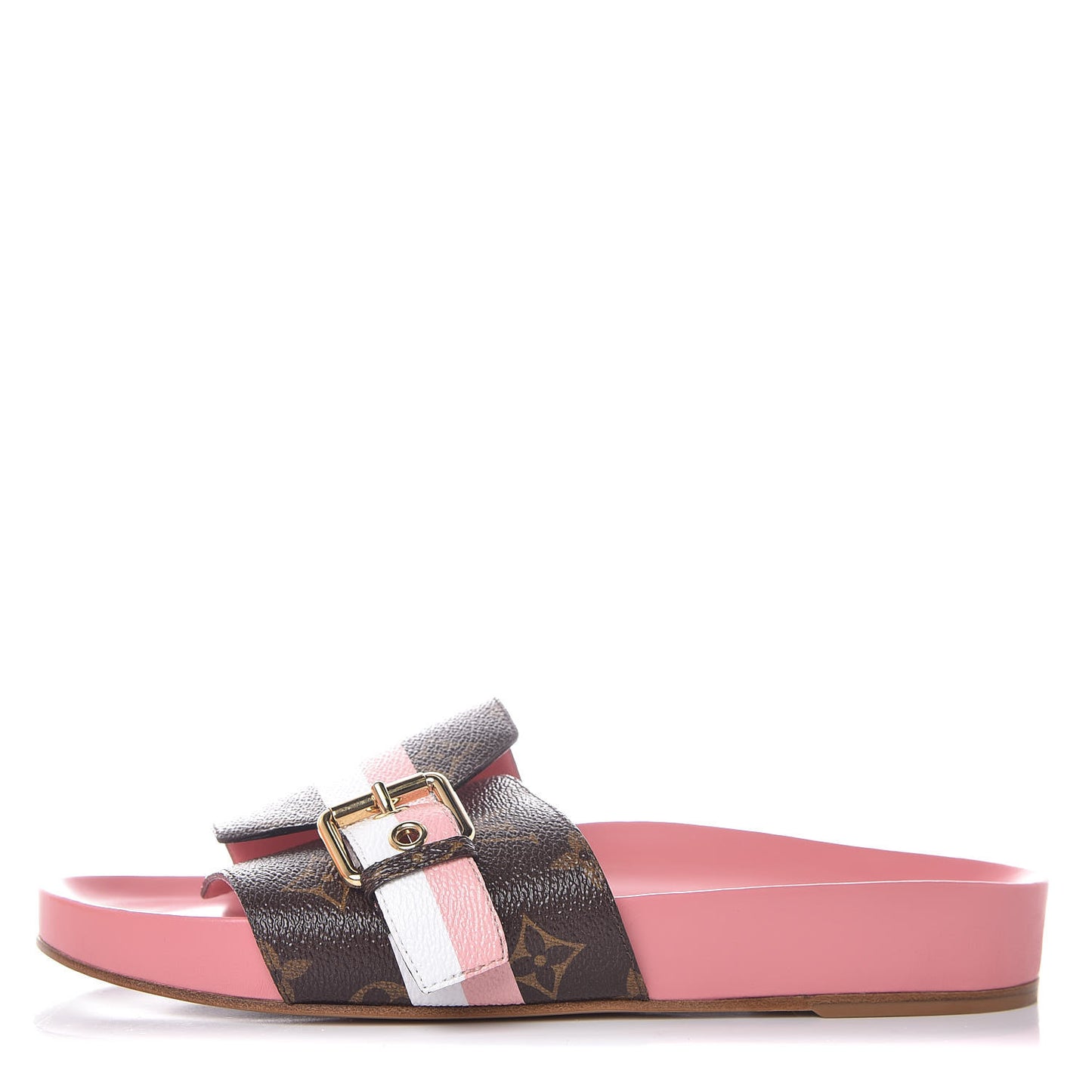 Patent Monogram Bom Dia Flat Mule 39 Rose White
