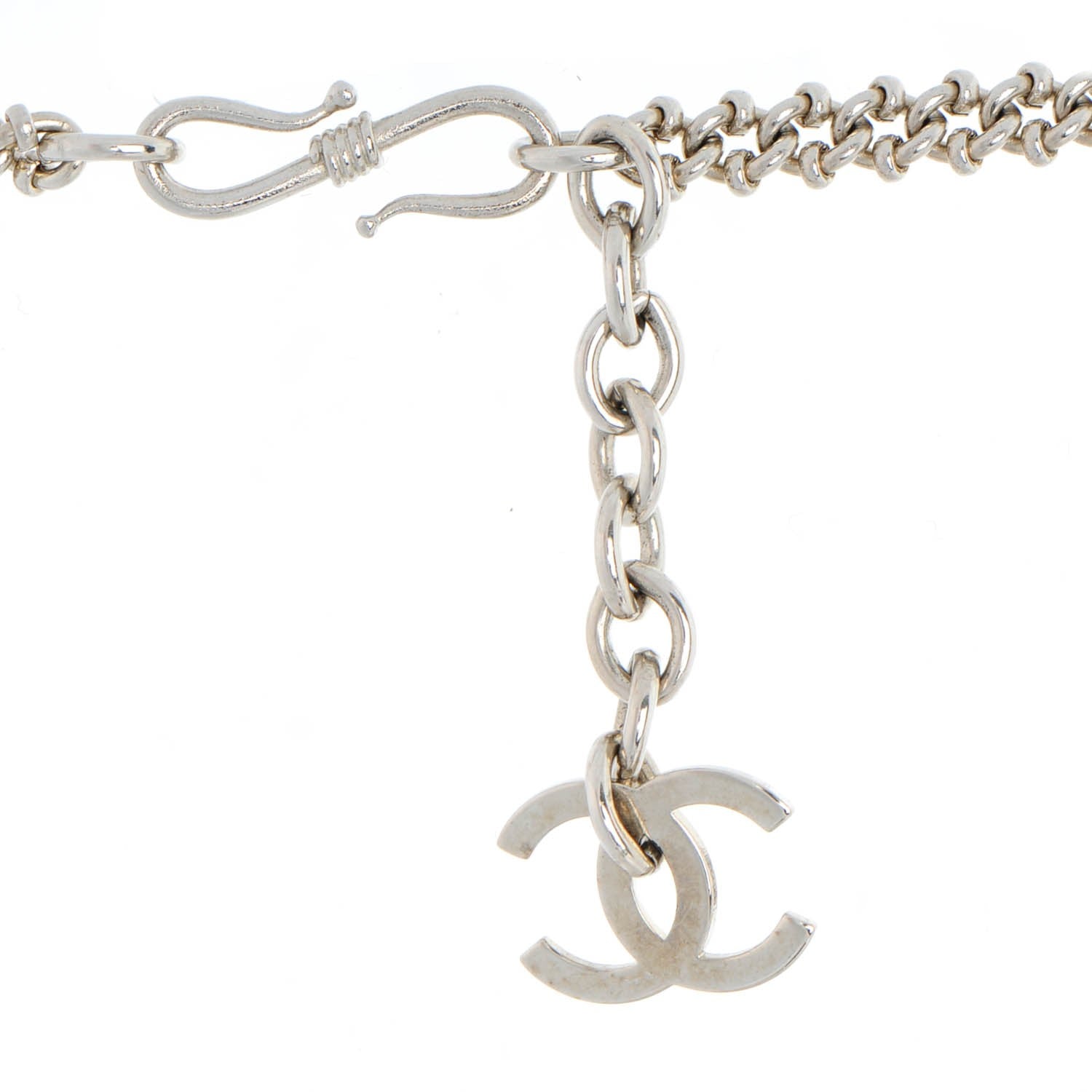 Chanel Enamel CC Camellia Pendant Necklace Silver White 3 of 5