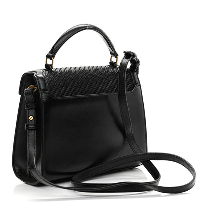Saint Laurent Calfksin Woven Mini Classic Monogram Cassandra Top Handle Black 2 of 9