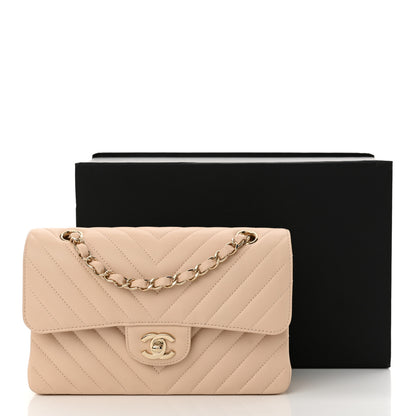 Chanel Caviar Chevron Quilted Small Double Flap Beige 11 of 11