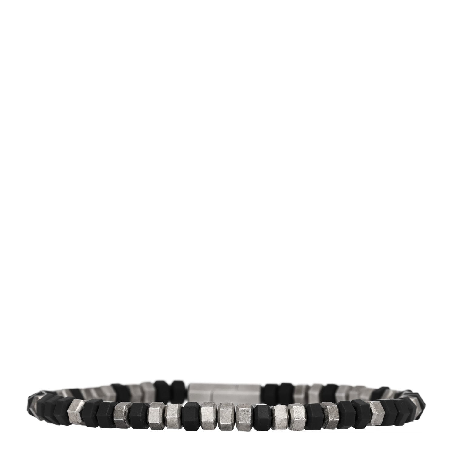David Yurman Sterling Silver Rubber Hex Bead Bracelet Black 2 of 8