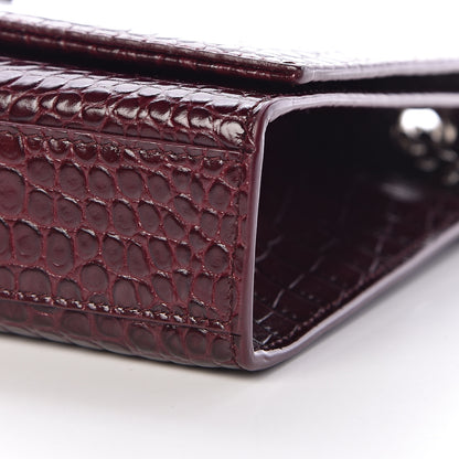 Saint Laurent Calfskin Crocodile Embossed Medium Classic Monogram Kate Tassel Satchel Dark Red 10 of 10