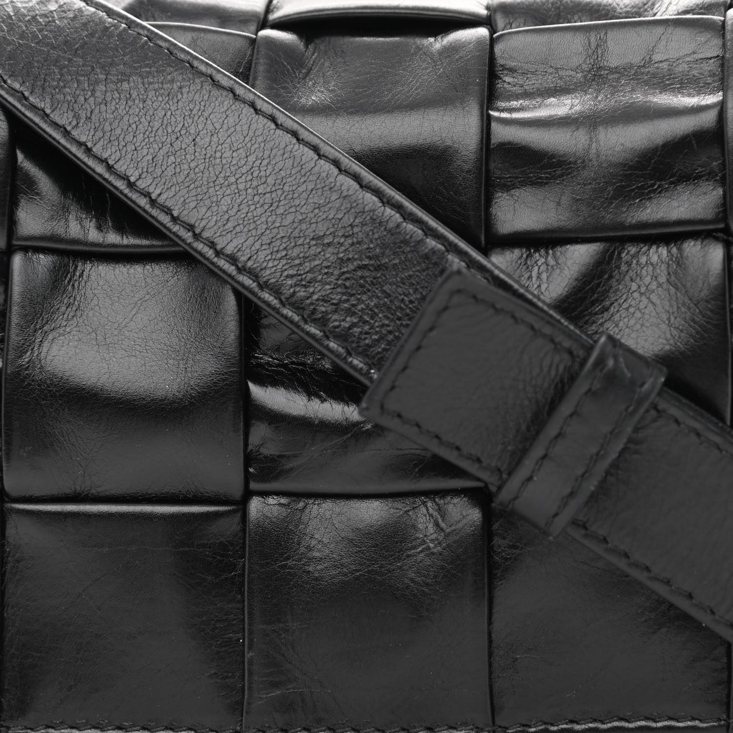 Paper Calfskin Maxi Intreccio Cassette Crossbody Bag Black