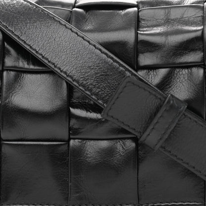 Bottega Veneta Paper Calfskin Maxi Intreccio Cassette Crossbody Bag Black 8 of 9