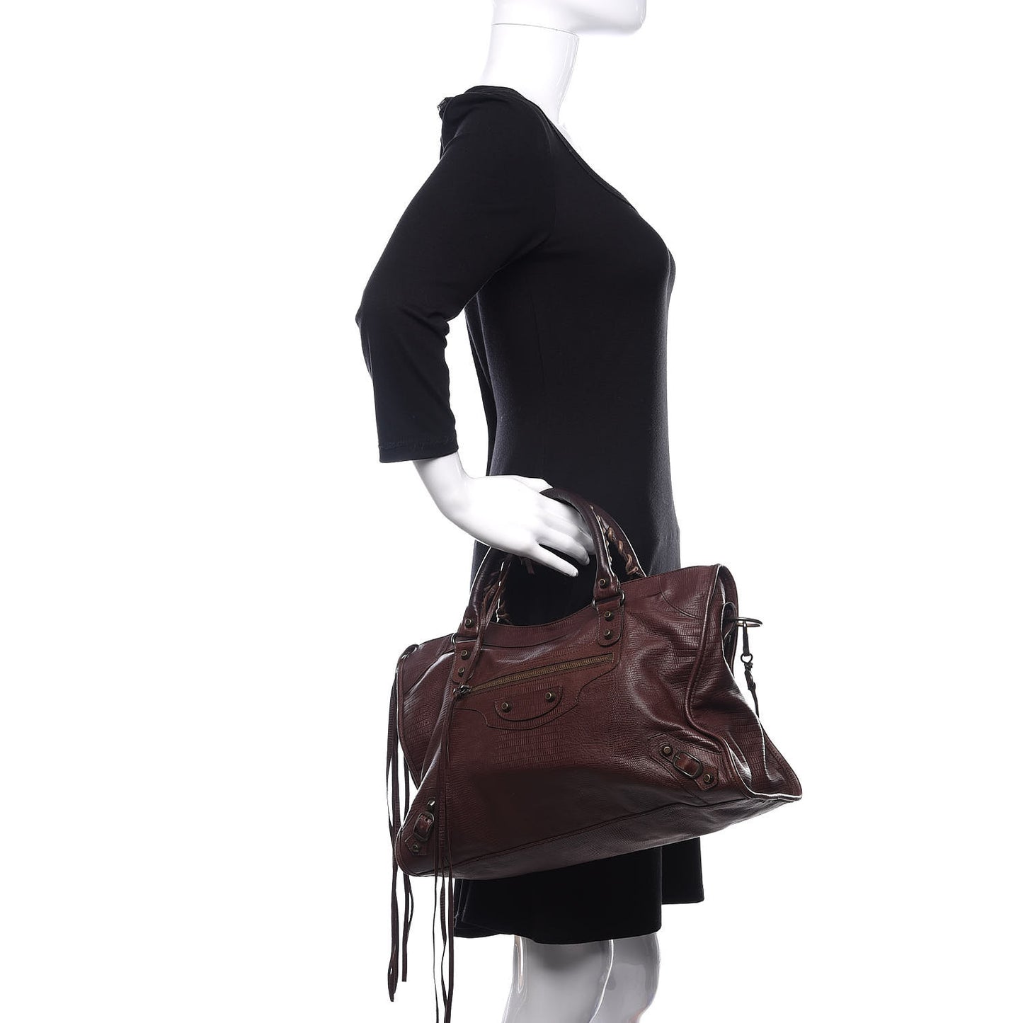 Agneau Classic Hardware Lizard Embossed City Castagna