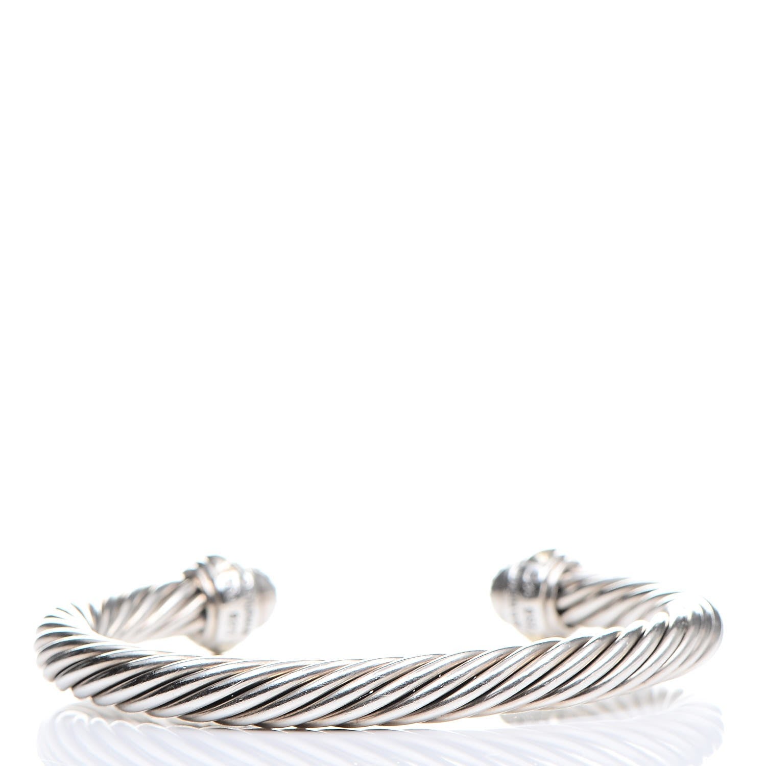 David Yurman Sterling Silver 18K Yellow Gold Diamond Pave 7mm Cable Classics Bracelet 3 of 5