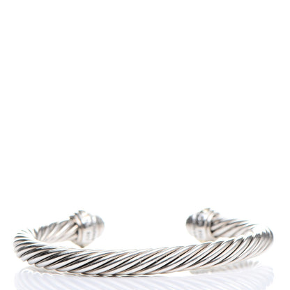 David Yurman Sterling Silver 18K Yellow Gold Diamond Pave 7mm Cable Classics Bracelet 3 of 5