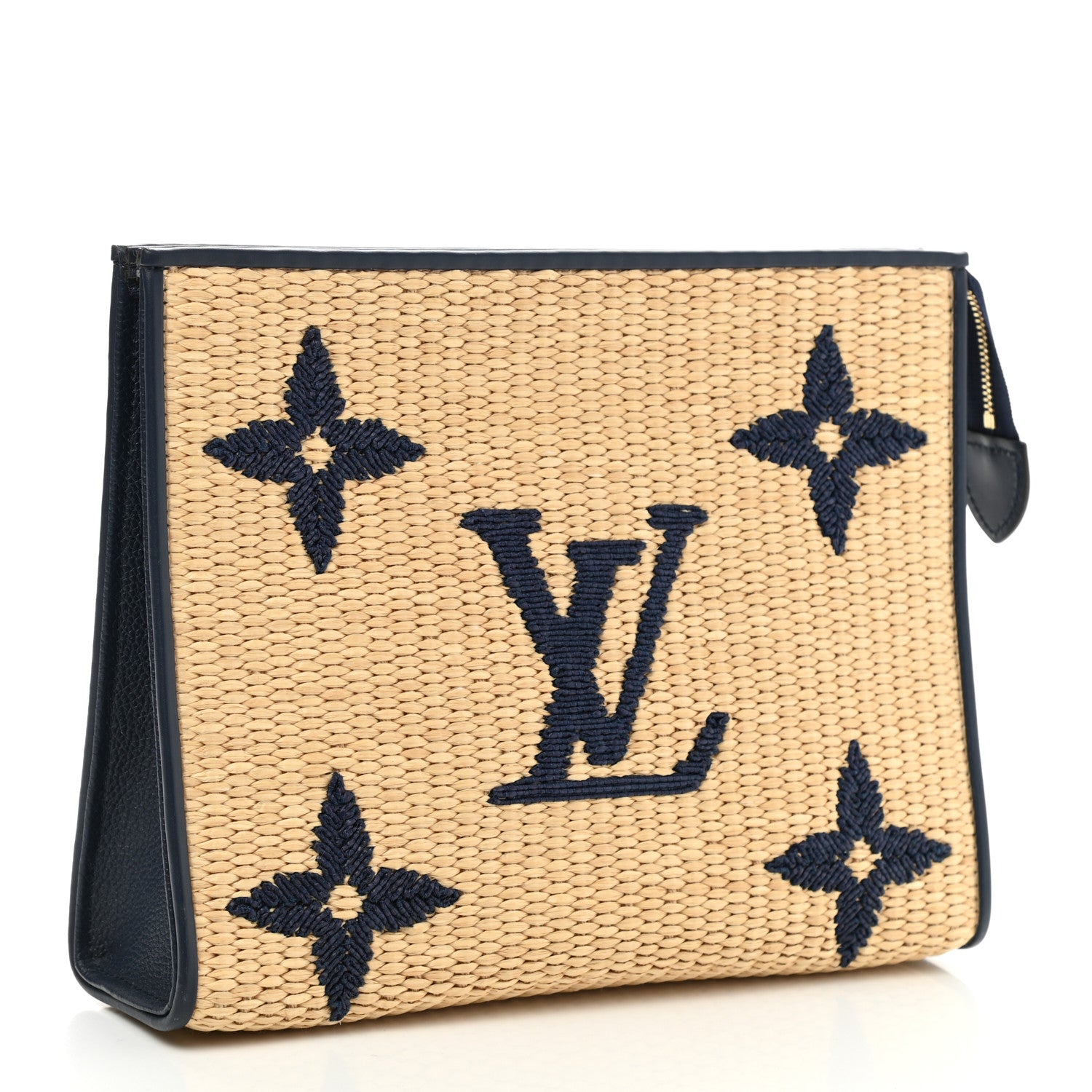 Louis Vuitton Raffia Calfskin Monogram Giant Toiletry Pouch 26 Blue 3 of 6