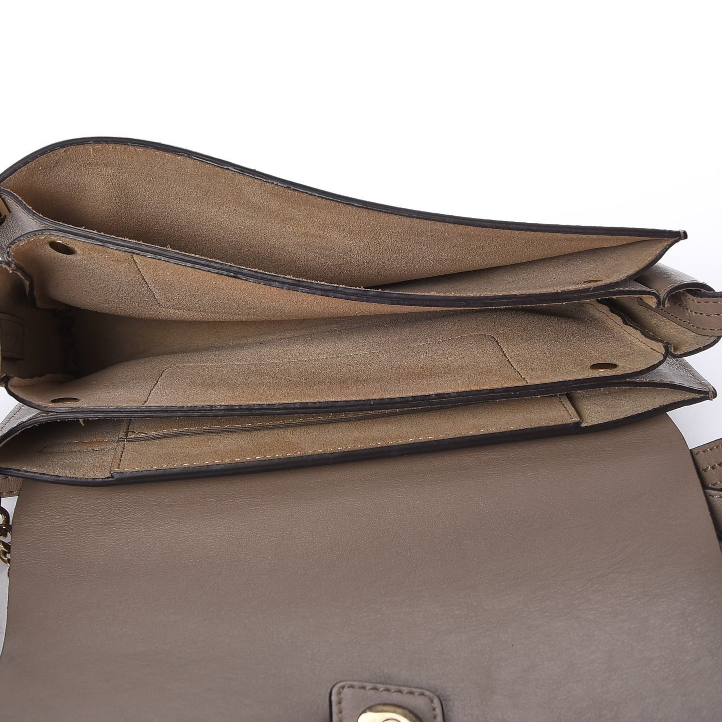 Suede Calfskin Small Faye Shoulder Bag Motty Grey