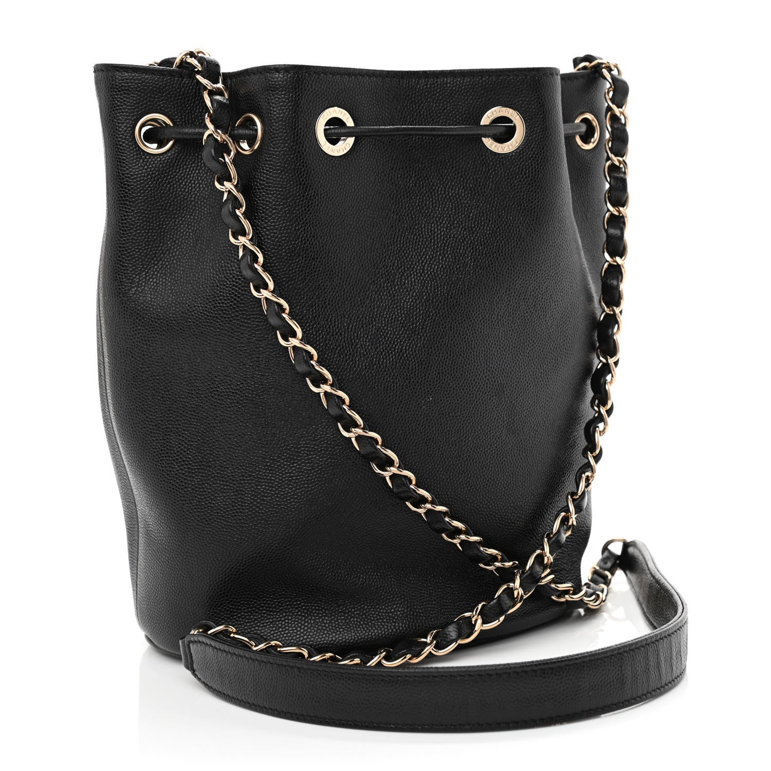 Chanel Caviar Deauville Drawstring Bucket Bag Black 3 of 10