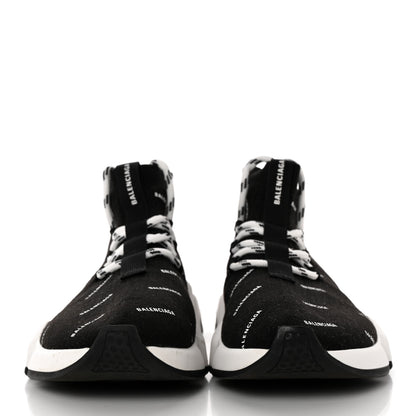 Balenciaga Neoprene Knit Allover Logo Womens Speed Lace Up Sneakers 37 Black 2 of 12