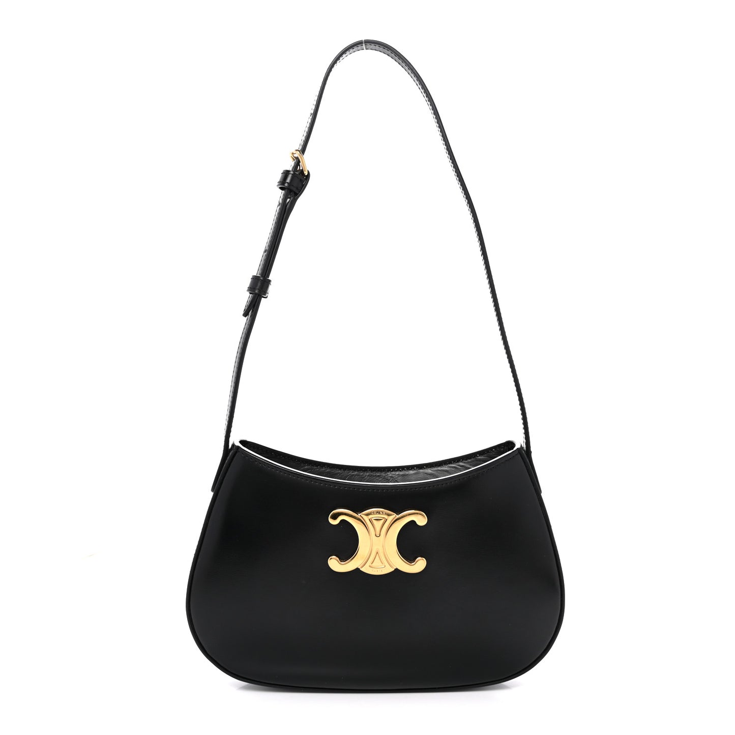 Shiny Calfskin Medium Tilly Triomphe Shoulder Bag Black