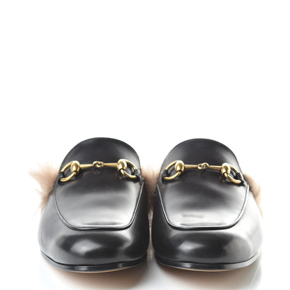 Gucci Calfskin Fur Mens Princetown Slippers 6 Black 2 of 9