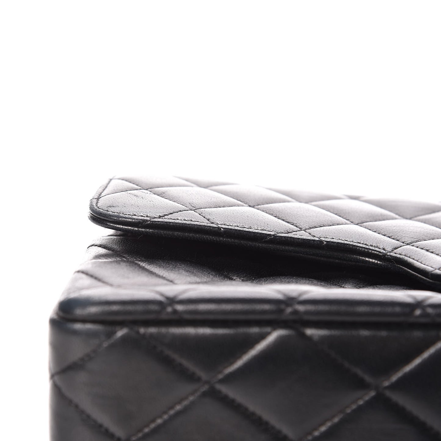 Lambskin Quilted Medium Double Flap Black