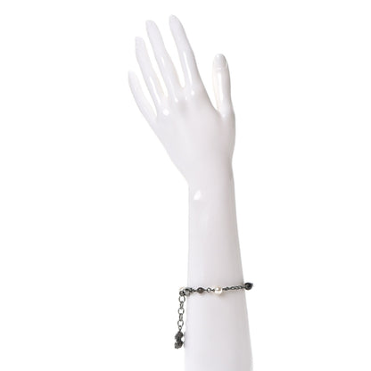 Chanel Pearl Beaded CC Bracelet Black Silver 2 of 6