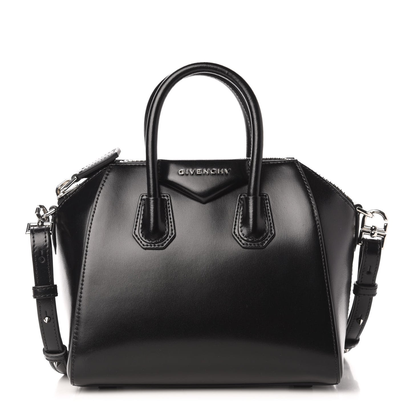 Shiny Lord Calfskin Mini Antigona Black