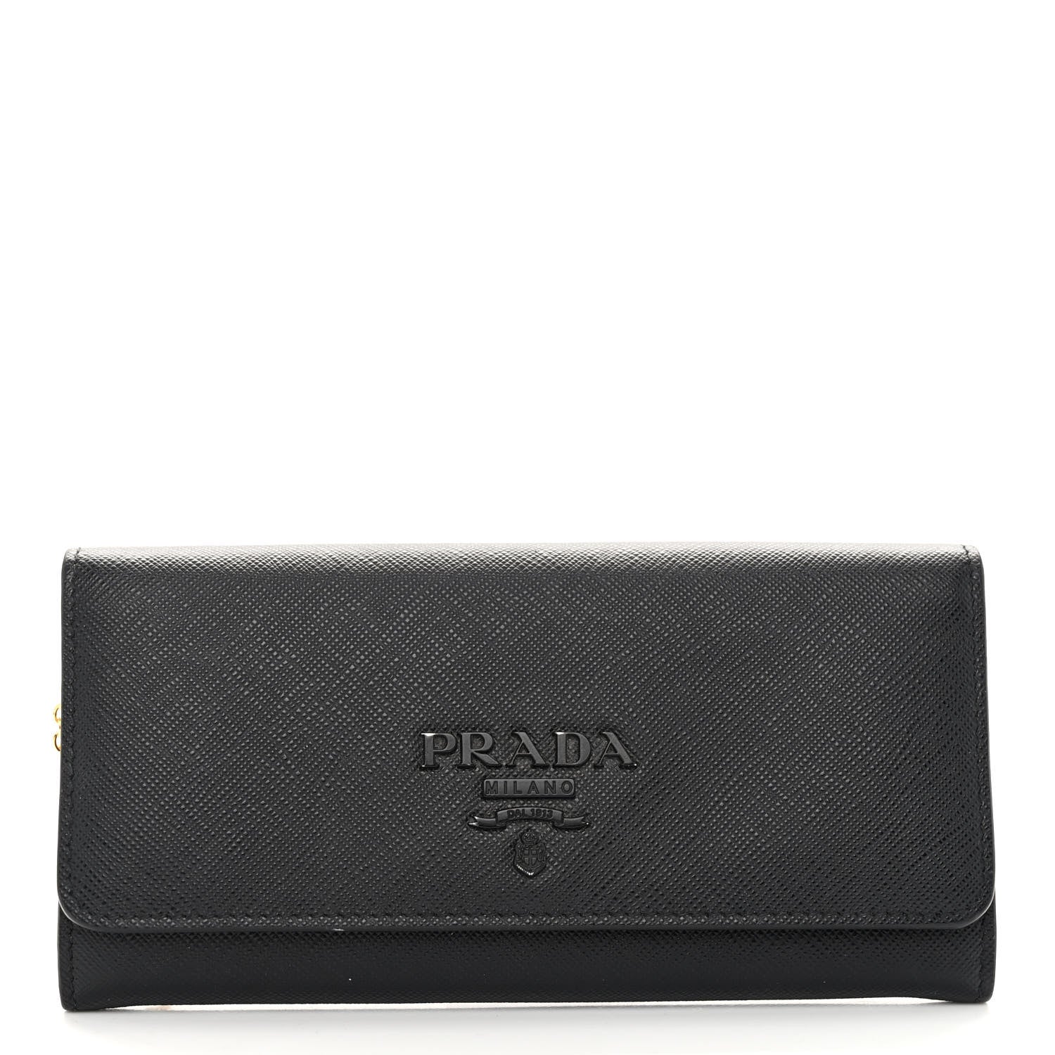 Prada Saffiano Metal Continental Flap Wallet Black 3 of 9