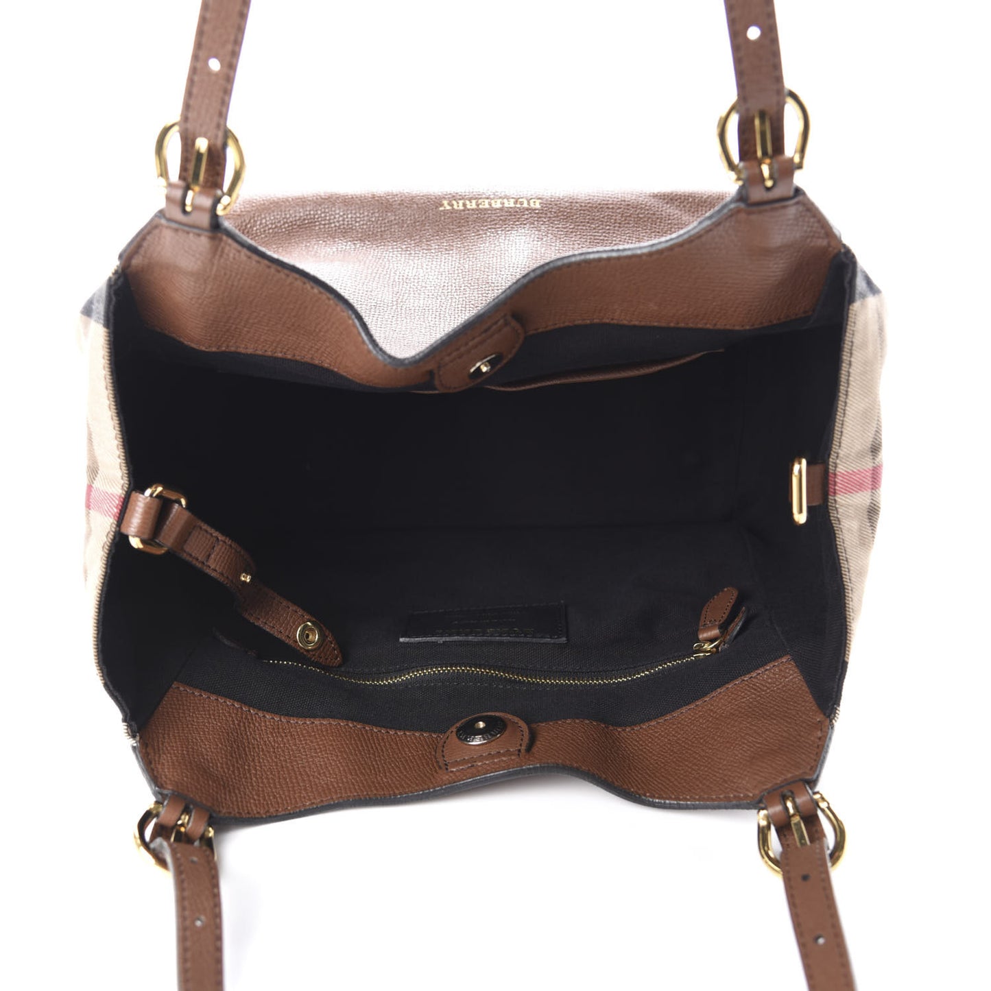 Grainy Calfskin House Check Small Canterbury Tote Tan