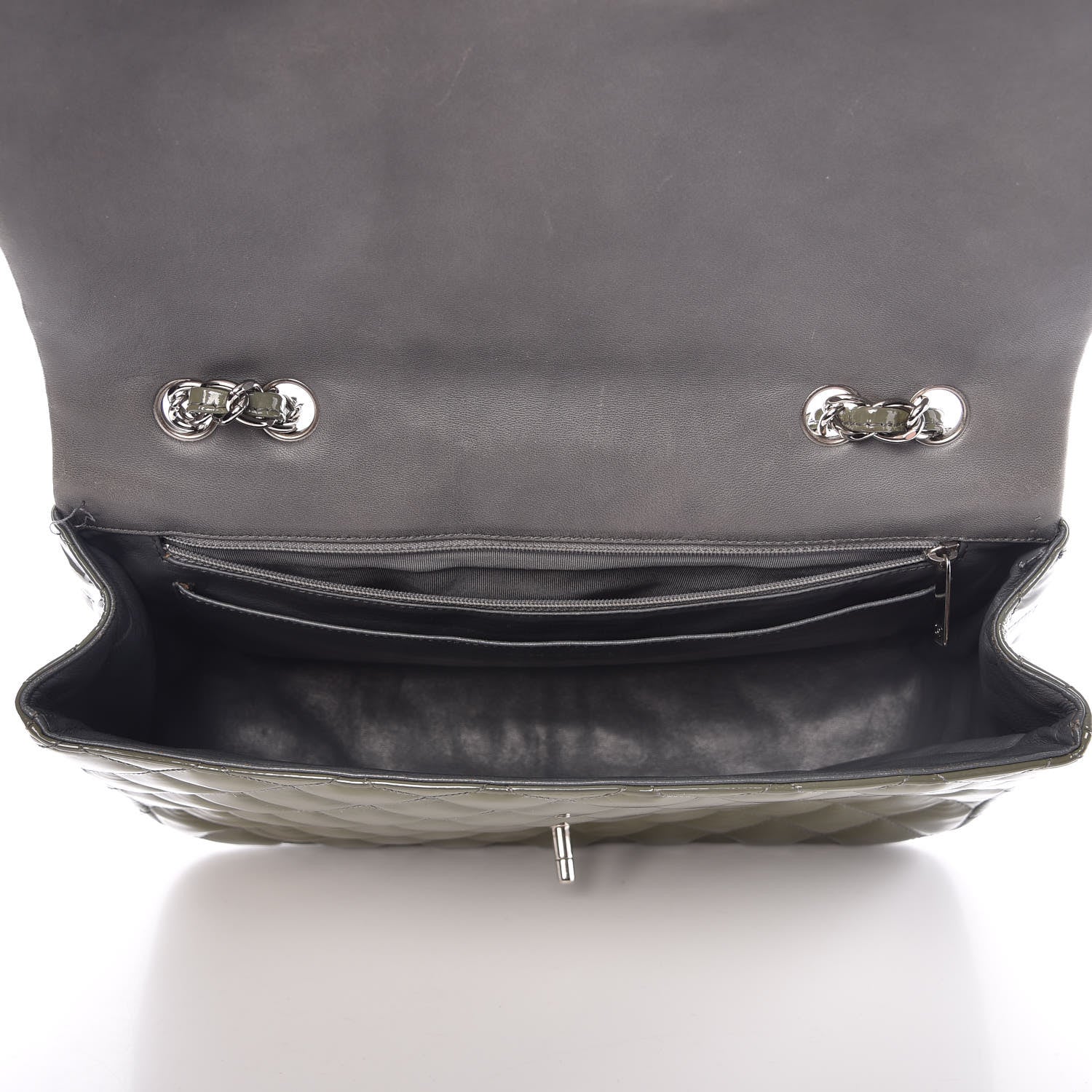 Chanel Patent Quilted Jumbo Single Flap Green 5 of 13