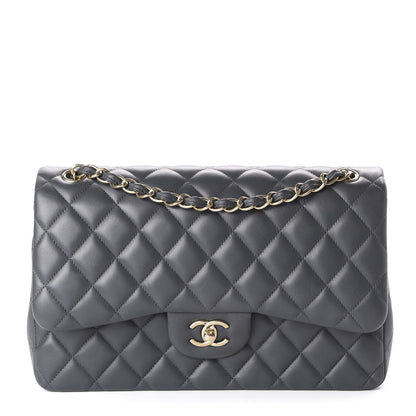 Chanel Lambskin Quilted Jumbo Double Flap Charcoal Grey 1 of 10
